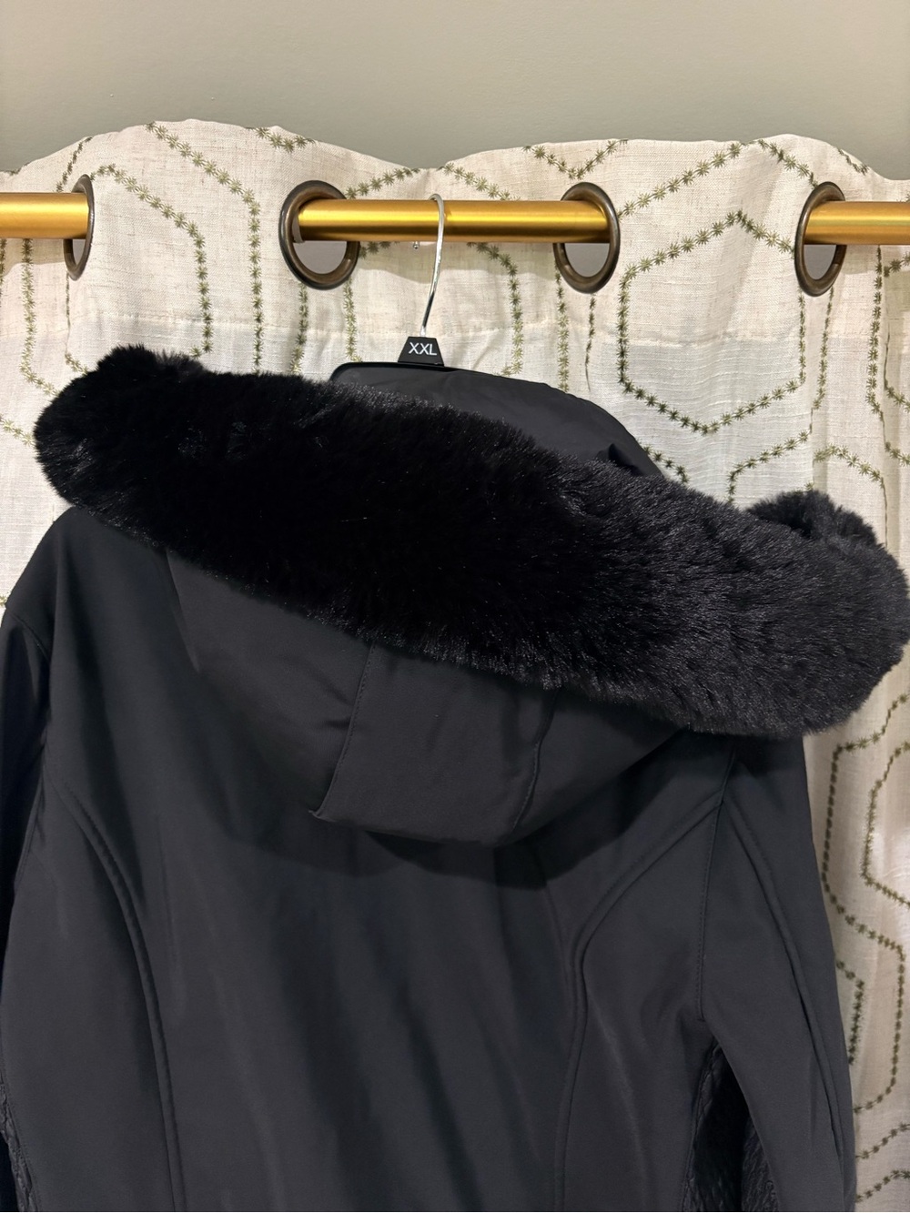GSOU SNOW Black Faux Fur Shirred Waterproof One-Piece Ski Suit Size L - Picture 14 of 14